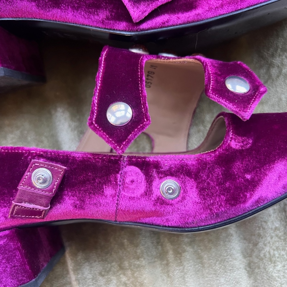 Toga Pulla Velvet Embellished Loafers, Size 41, Purple - Picture 11 of 15
